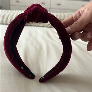 Lele Sadoughi Womens Knot Velvet Headband Burgundy New